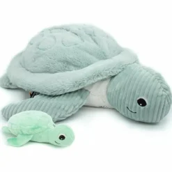 Les Déglingos Peluche géante Les Ptipotos Sauvenou maman-bébé tortue menthe (49 cm)