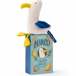 Moulin Roty Peluche hochet goéland Marco Puce et Pilou (18 cm)