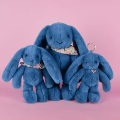 Doudou et Compagnie Peluche Lapin Fleurette Bleu (25 cm)