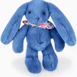 Doudou et Compagnie Peluche Lapin Fleurette Bleu (25 cm)