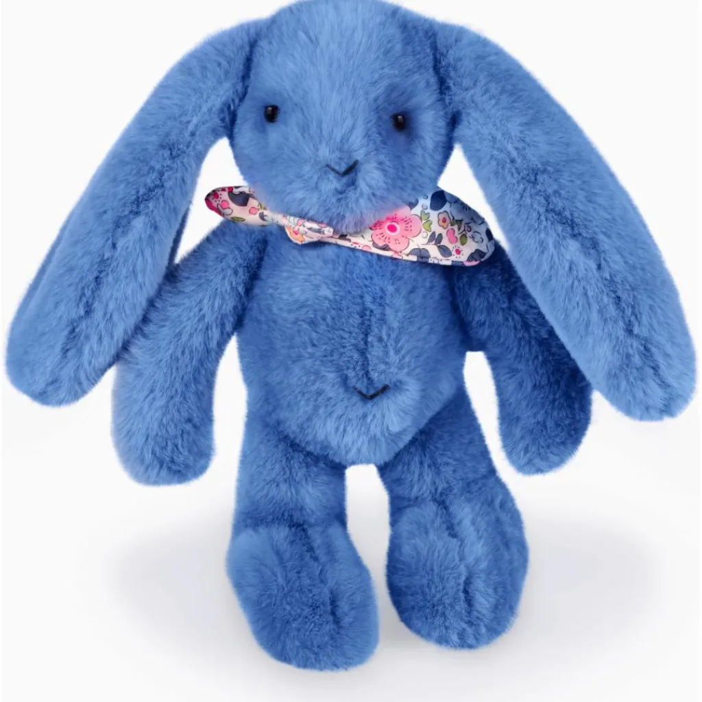 Doudou et Compagnie Peluche Lapin Fleurette Bleu (25 cm)