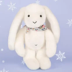 Doudou et Compagnie Peluche Lapin Fleurette Blanc (25 cm)