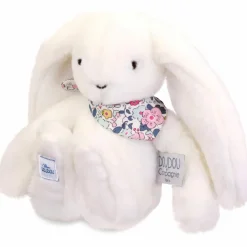 Doudou et Compagnie Peluche Lapin Fleurette Blanc (25 cm)