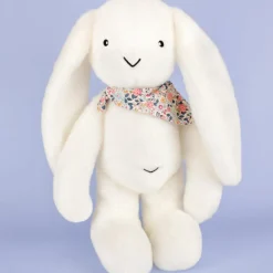 Doudou et Compagnie Peluche Lapin Fleurette Blanc (50 cm)