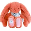 Doudou et Compagnie Peluche Lapin Fleurette Terracotta (25 cm)