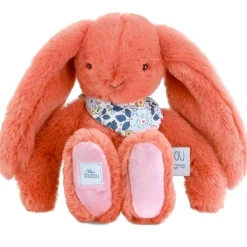 Doudou et Compagnie Peluche Lapin Fleurette Terracotta (25 cm)