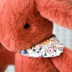 Doudou et Compagnie Peluche Lapin Fleurette Terracotta (25 cm)