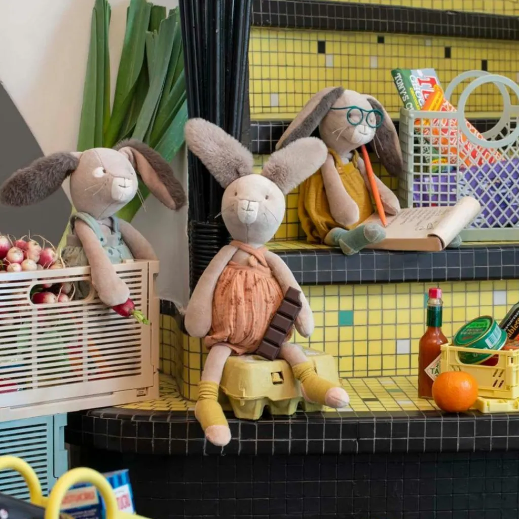 Moulin Roty Peluche lapin ocre Trois petits lapins (38 cm)