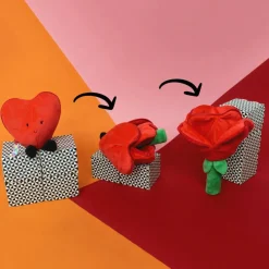 Les Déglingos Peluche Les Flipetz Cœur et Fleur Rouge Coquelicot
