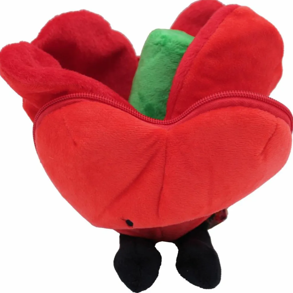 Les Déglingos Peluche Les Flipetz Cœur et Fleur Rouge Coquelicot
