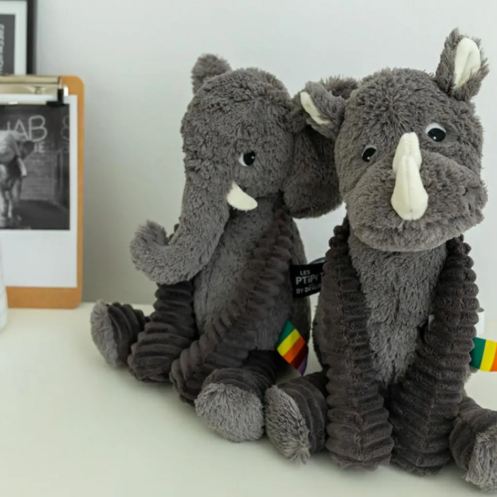 Les Déglingos Peluche Les Ptipotos Dimoitou l'éléphant gris (35 cm)