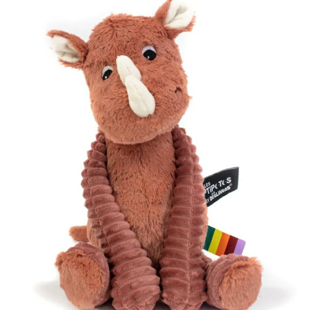Hot Peluche Les Ptipotos Grobisou le rhinocéros terracotta (26 cm) Peluche Moyenne (20-59 Cm)