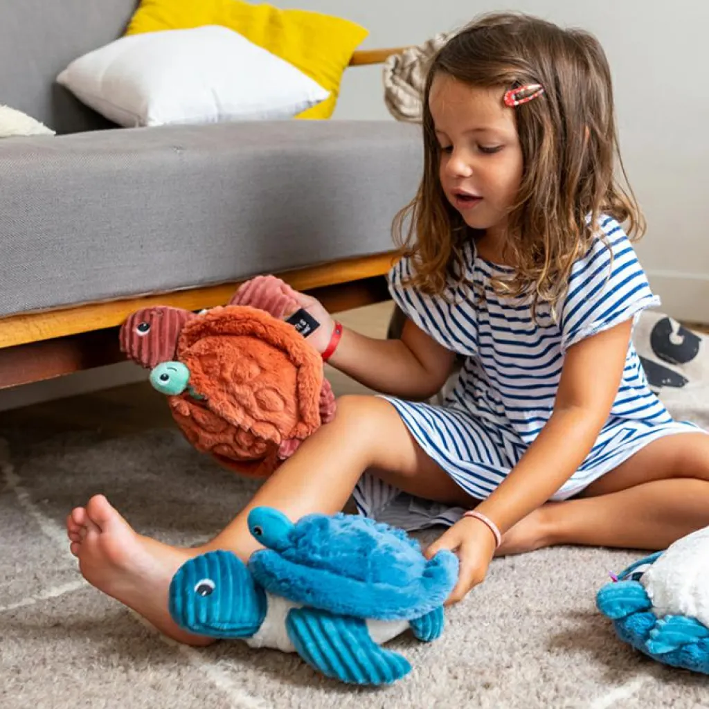 Les Déglingos Peluche Les Ptipotos Sauvenou maman et bébé tortue bleu (29 cm)