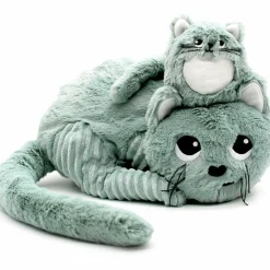 Peluche Miaou le chat maman et bébé menthe (32 cm) Peluche Moyenne (20-59 Cm)