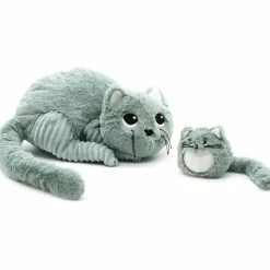 Peluche Miaou le chat maman et bébé menthe (32 cm) Peluche Moyenne (20-59 Cm)
