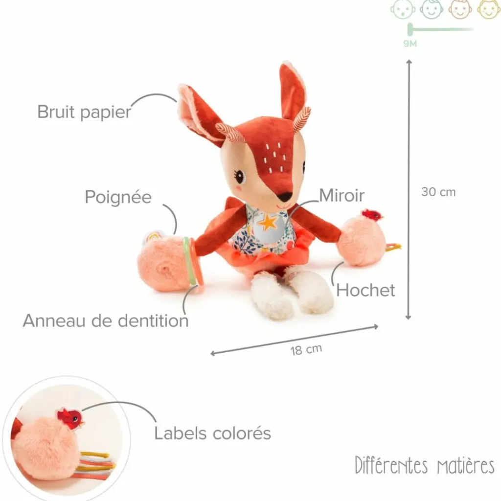 Lilliputiens Peluche multi-activités Stella le faon