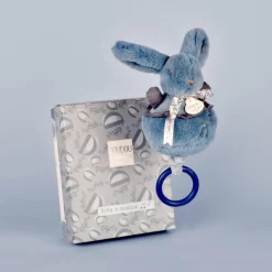 Doudou et Compagnie Peluche musicale Lapin Doudou bleu (20 cm)