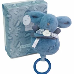 Doudou et Compagnie Peluche musicale Lapin Doudou bleu (20 cm)