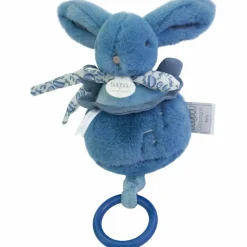 Doudou et Compagnie Peluche musicale Lapin Doudou bleu (20 cm)