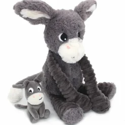 Les Déglingos Peluche Poitou maman et bébé Les Ptipotos Gris (35 cm)