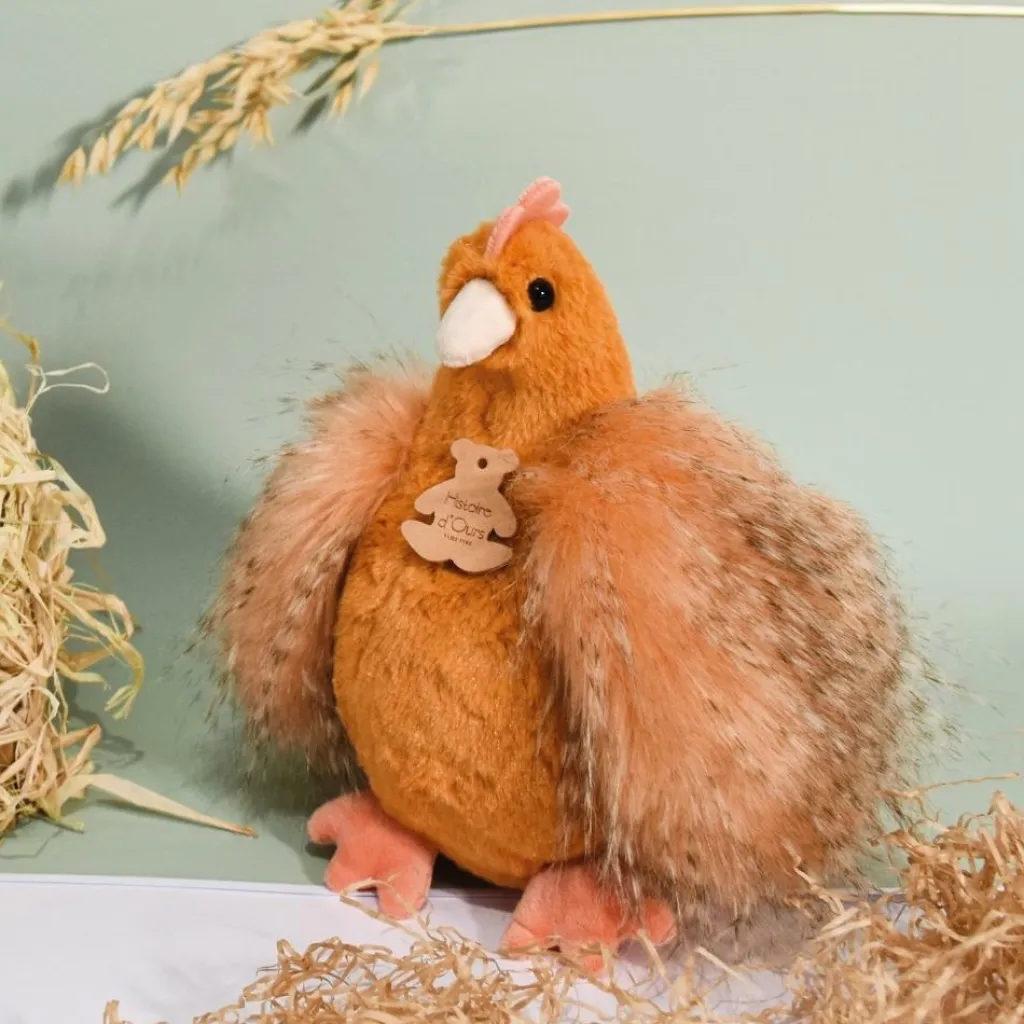 Peluche poule orange Les Poulettes Champêtres Chics (20 cm) Peluche Moyenne (20-59 Cm)