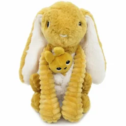 Les Déglingos Peluche Toudou maman et bébé Les Ptipotos Moutarde (25 cm)