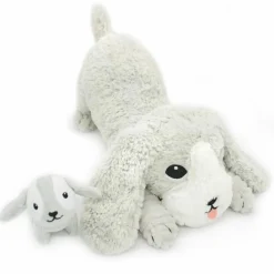 Sale Peluche Toutou maman et bébé Les Ptipotos Gris clair (34 cm) Peluche Moyenne (20-59 Cm)