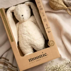 Moonie Peluche veilleuse lapin nature bio avec sons & lumières sable 2.0