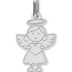 Sale Pendentif Ange fille (or blanc 375°) Médaille Religieuse