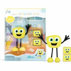 Glo Pals Personnage Alex jaune et 2 cubes lumineux