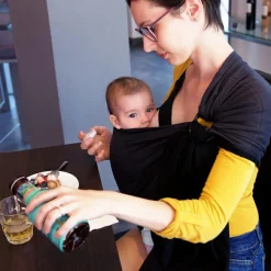 Outlet Petite écharpe Sling sans noeud gris anthracite et noir Echarpe De Portage Sling