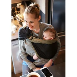 Outlet Petite écharpe Sling sans noeud gris anthracite et noir Echarpe De Portage Sling