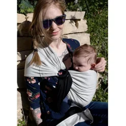 Outlet Petite écharpe Sling sans noeud gris anthracite et noir Echarpe De Portage Sling