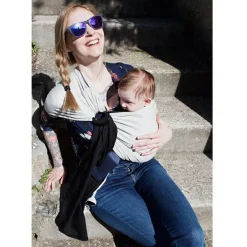 Outlet Petite écharpe Sling sans noeud gris anthracite et noir Echarpe De Portage Sling