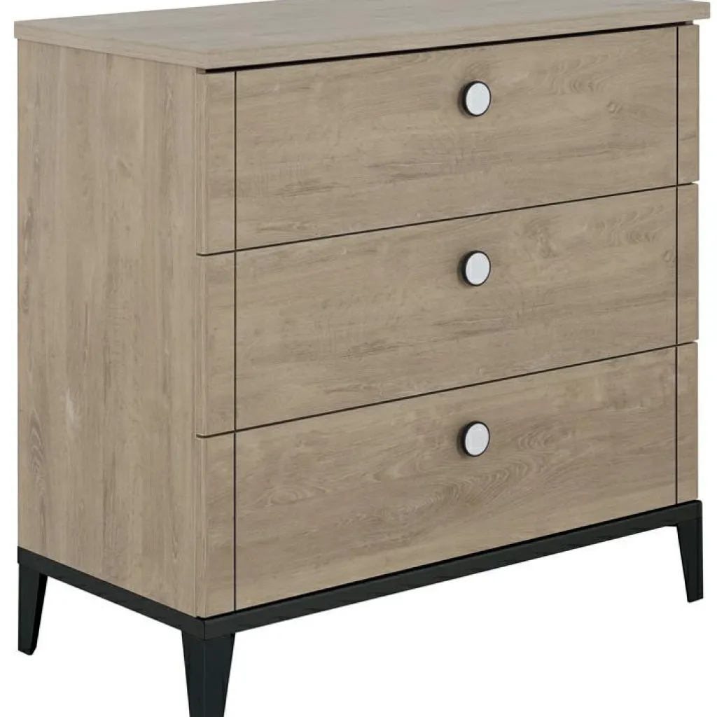 Outlet Plan à langer en chêne blond noir Marcel Plan À Langer