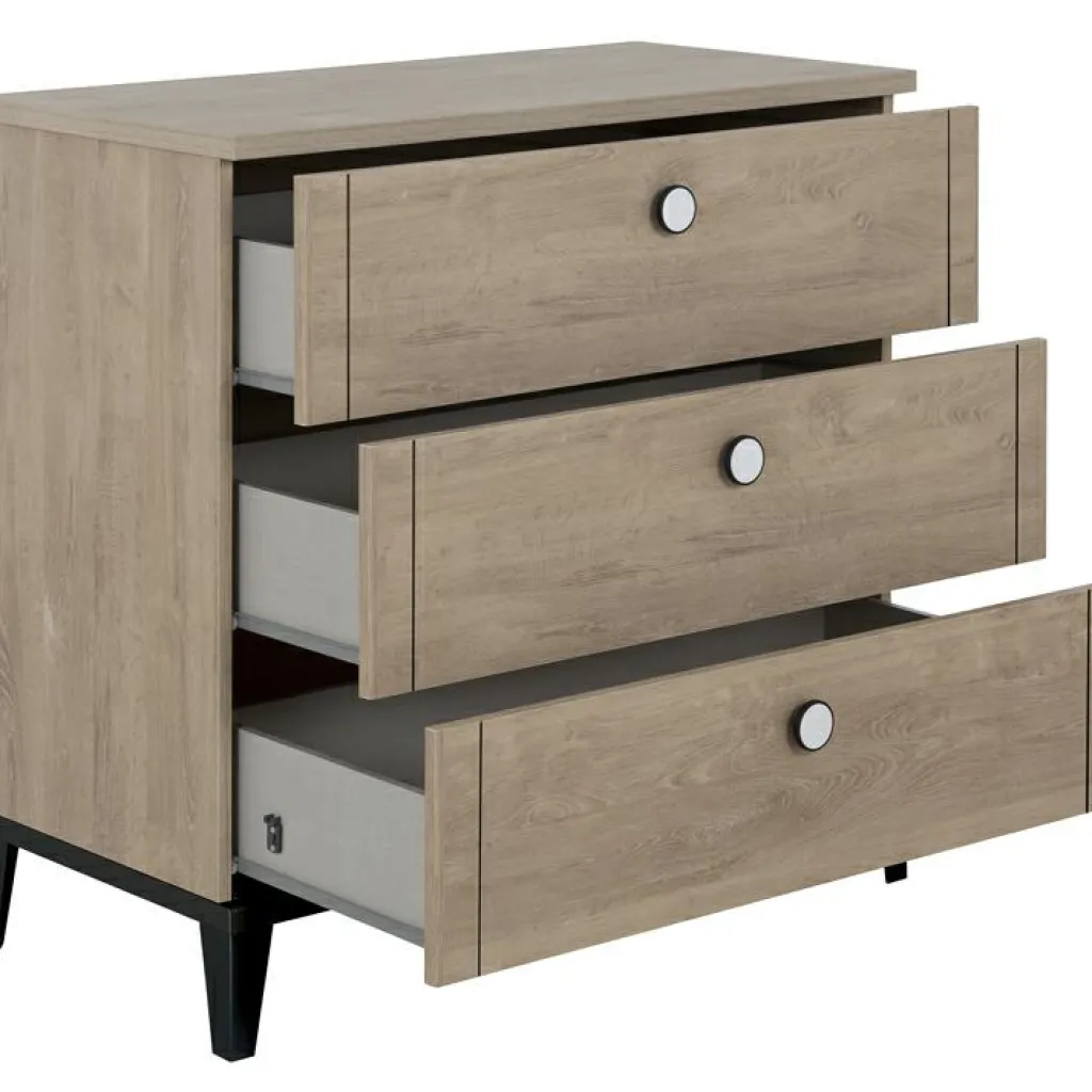 Outlet Plan à langer en chêne blond noir Marcel Plan À Langer