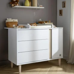 Hot Plan à langer pour commode 3 tiroirs et 1 porte Paloma Plan À Langer