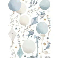 Sale Planche de stickers A3 Cerfs-volants et ballons bleus Stickers Muraux