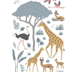 Outlet Planche de stickers A3 Girafe, gazelle et flamants Stickers Muraux