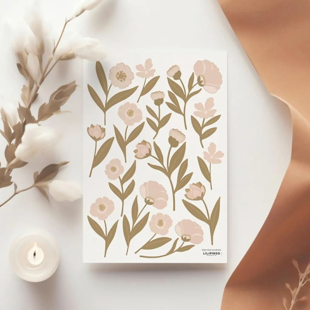 Clearance Planche de stickers A3 Les fleurs Stickers Muraux