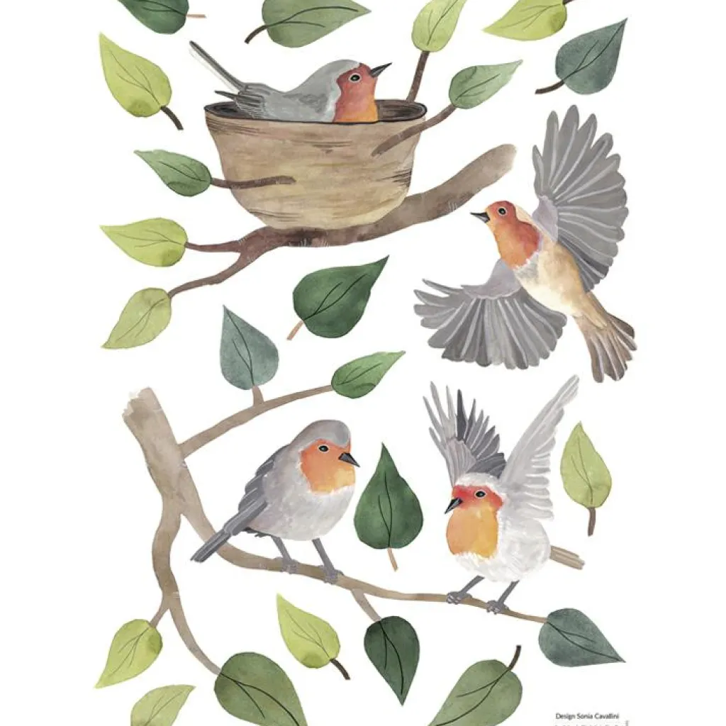 Lilipinso Planche de stickers A3 oiseau Queyran