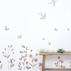 Planche de stickers Décor L Champs de fleurs et insectes Stickers Muraux