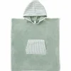 BB & Co Poncho de bain à capuche bambou et gaze de coton rayé vert de gris (3-5 ans)