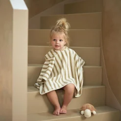 Clearance Poncho de bain en éponge Stripe Olive Green (1-4 ans) Poncho