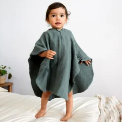 Clearance Poncho en mousseline vert pétrole Poncho