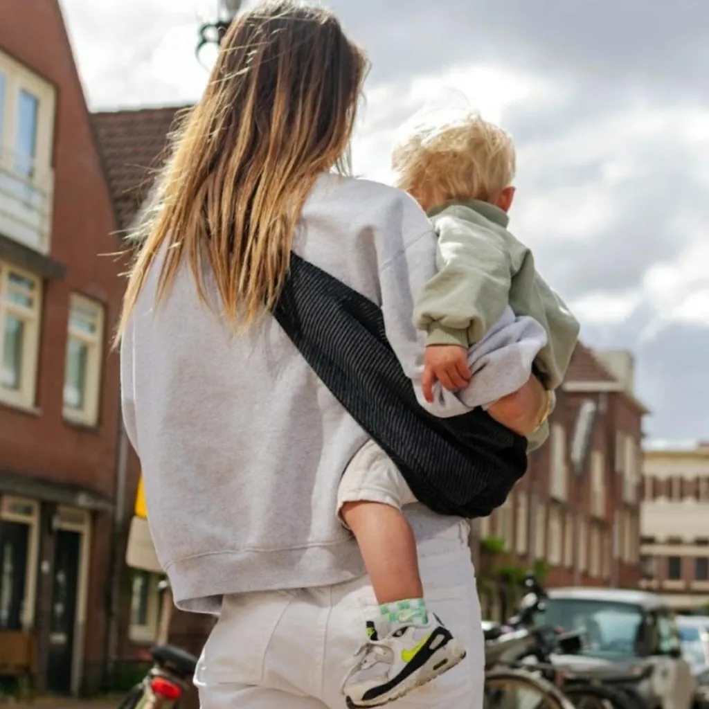 Hot Porte bébé enfant en velours côtelé Black Rib Porte Bébé