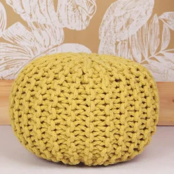 Nattiot Pouf enfant tricoté Lili jaune oeuf (30 x 20 cm)