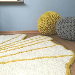 Nattiot Pouf enfant tricoté Lili jaune oeuf (30 x 20 cm)