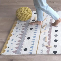 Nattiot Pouf enfant tricoté Lili jaune oeuf (30 x 20 cm)