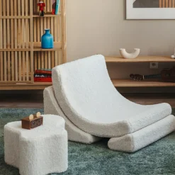 Outlet Pouf Nuage Cloud Cream White molletonné Fauteuil / Pouf